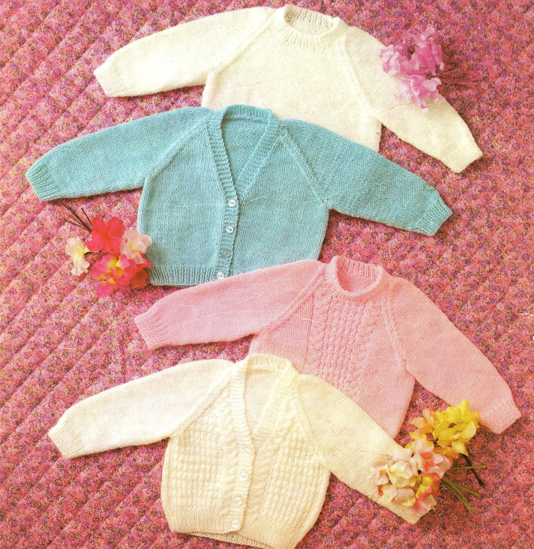 Baby Boy Girl Toddler Easy Patterned or Plain Cardigans & Sweaters- Round- V Neck  DK ( 8 ply ) 16 - 20