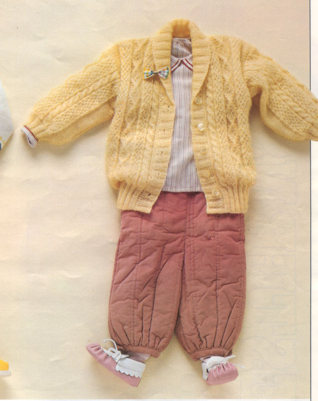 Baby Cardigan textured cable design, drop sleeves shawl collar DK 8 ply Light worsted 18 - 22