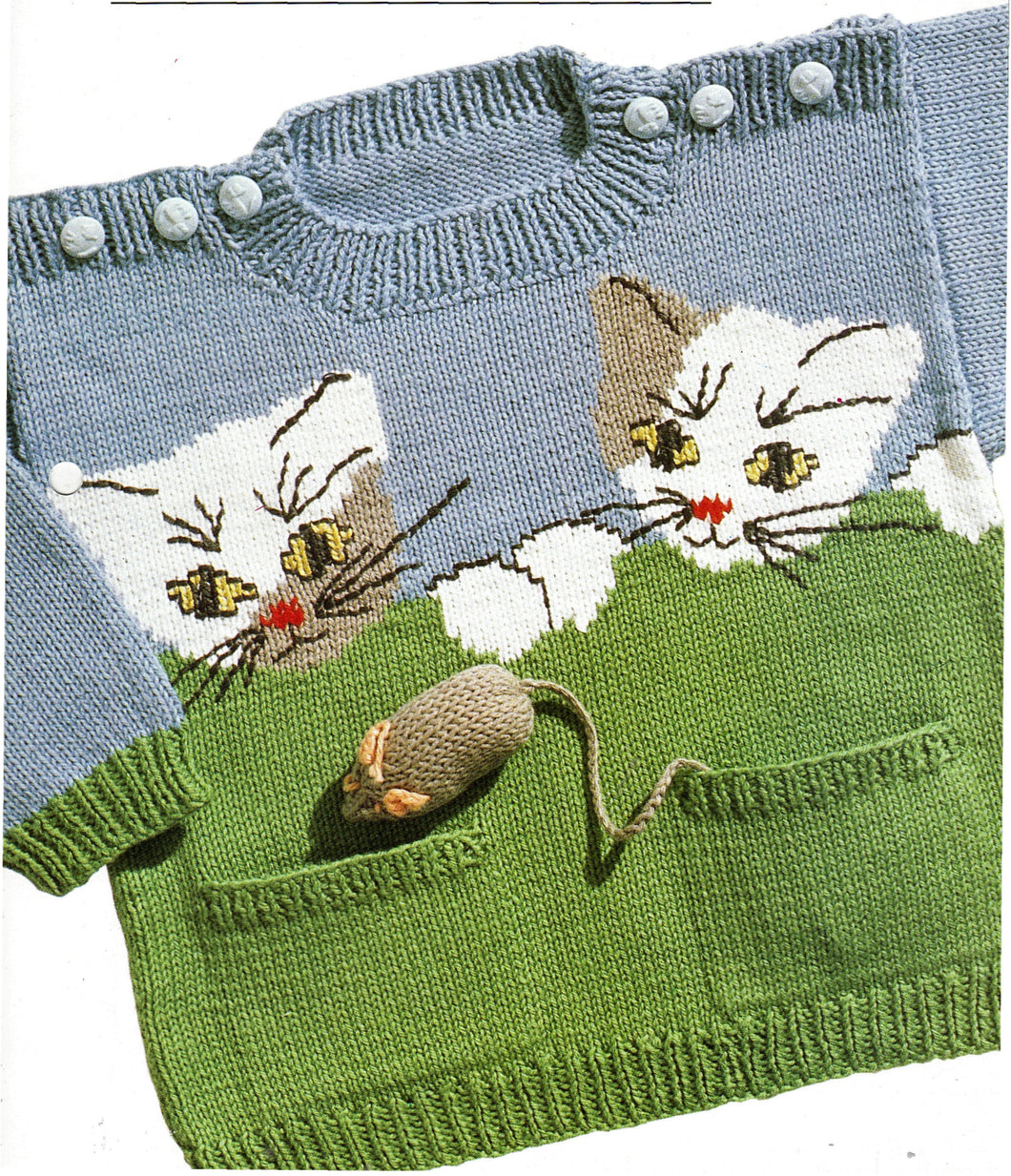 Cat and Mouse Motif sweater/ Pullover/Jumper- with Pockets- 20-24