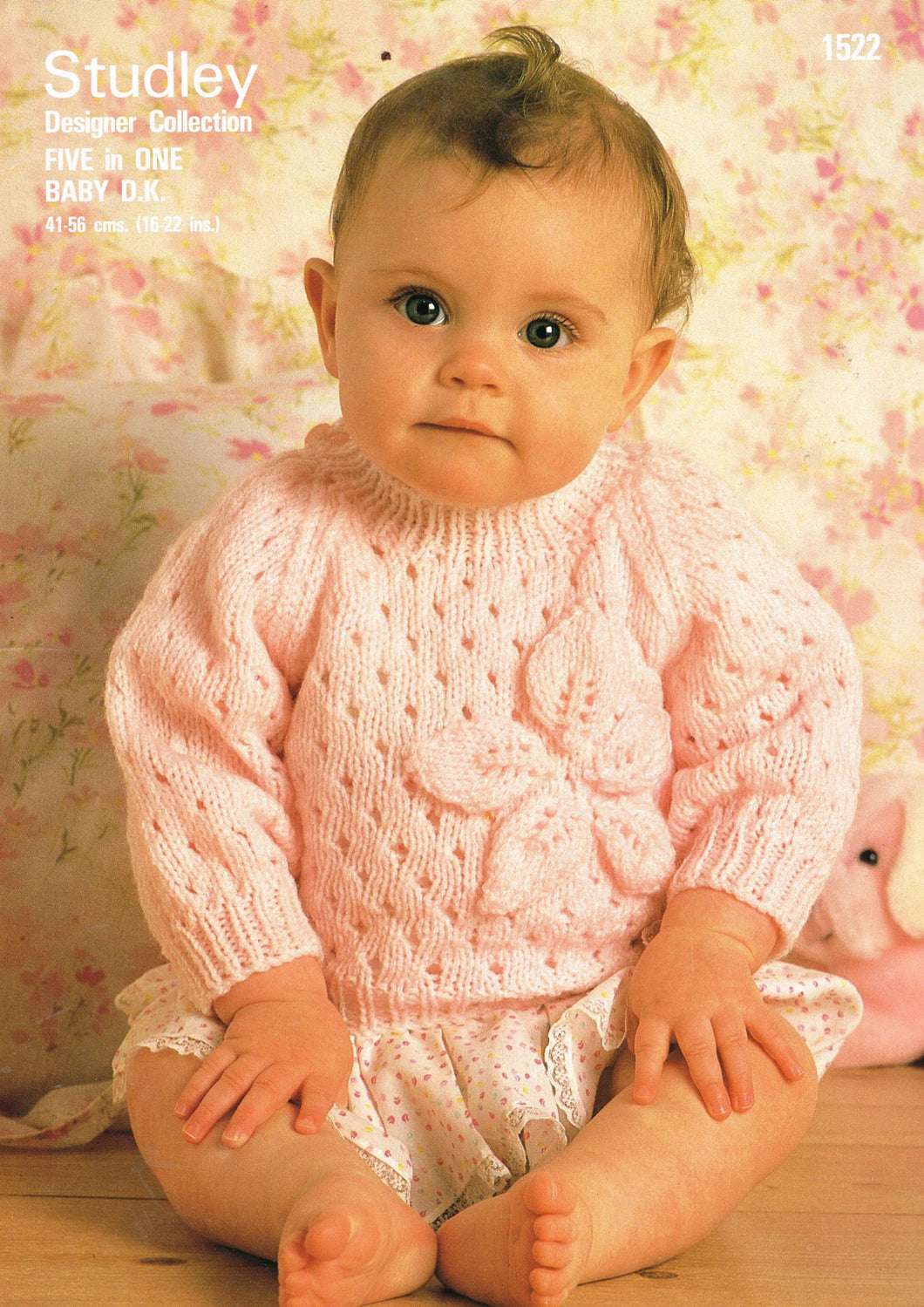 Girl's Lacy Crew Neck sweater with Flower design Knitting Pattern - DK ( 8 ply ) Light Worsted 16- 22
