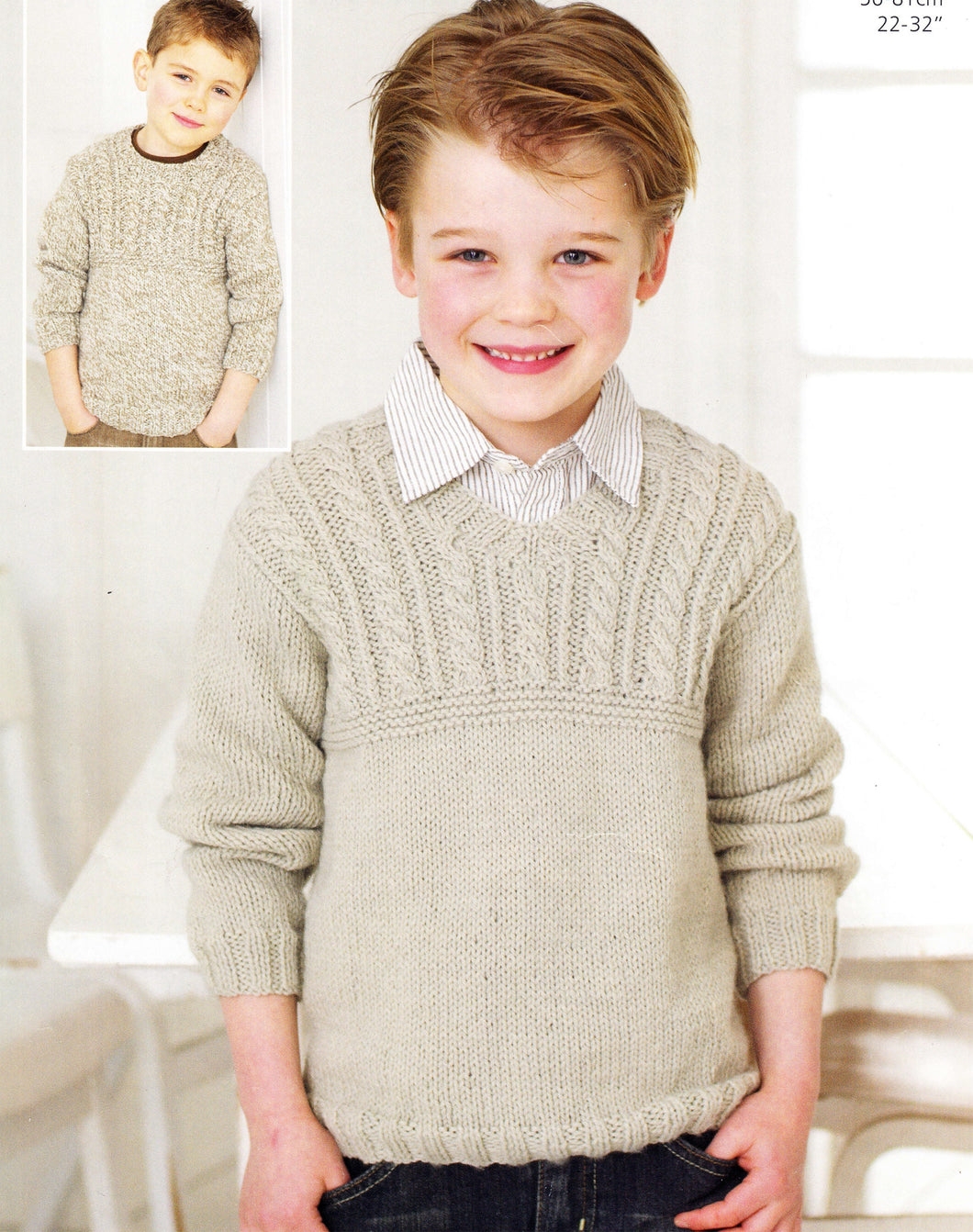 Boys V neck Round neck Guernsey style sweater 22 -32