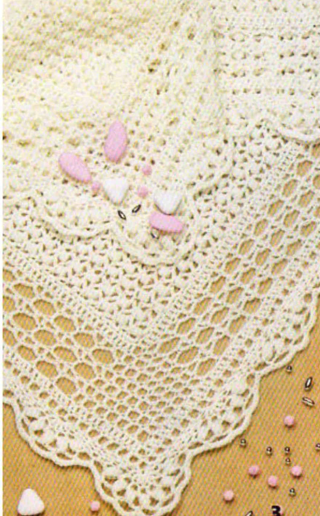 Square Crochet Christening baby shawl, vintage design,  Scallop edge 4Ply Fingering wool Has chart  Crochet pattern Download PDF
