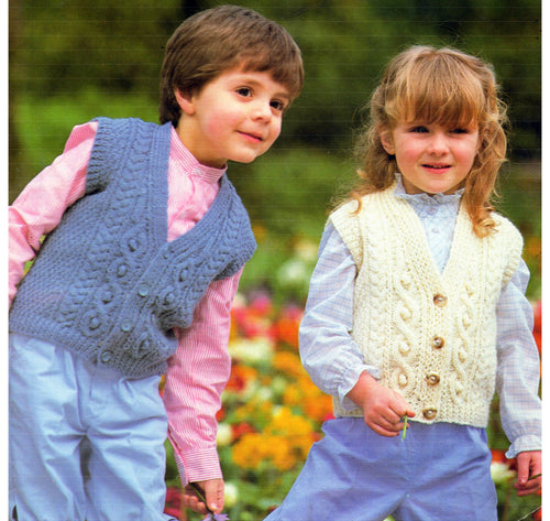 Baby Children's Cable Waistcoats V neck  button front 10