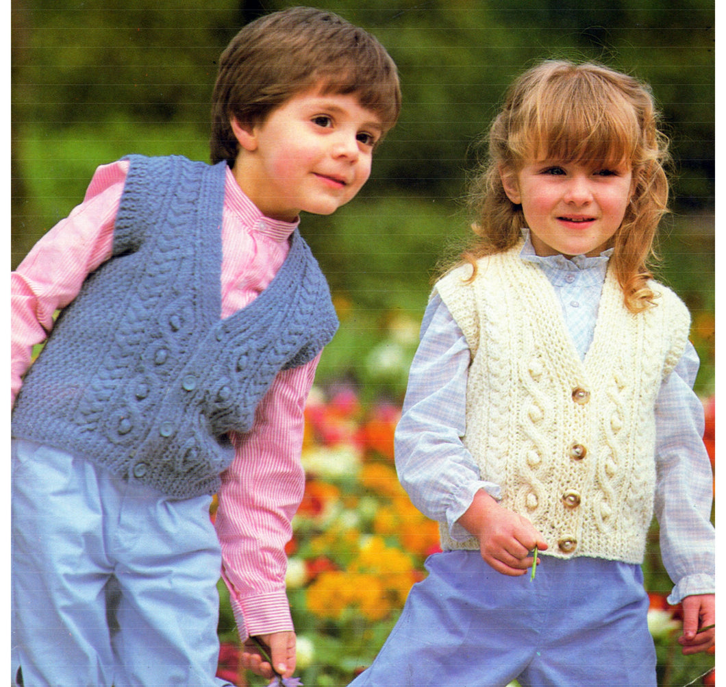 Baby Children's Cable Waistcoats V neck  button front 10