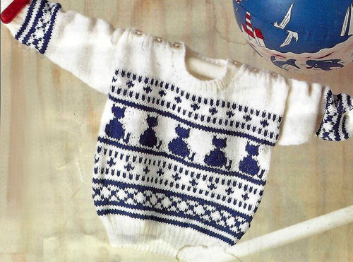 Cat Motif Sweater Baby Sweater, Intarsia And Fair Isle 19 -23