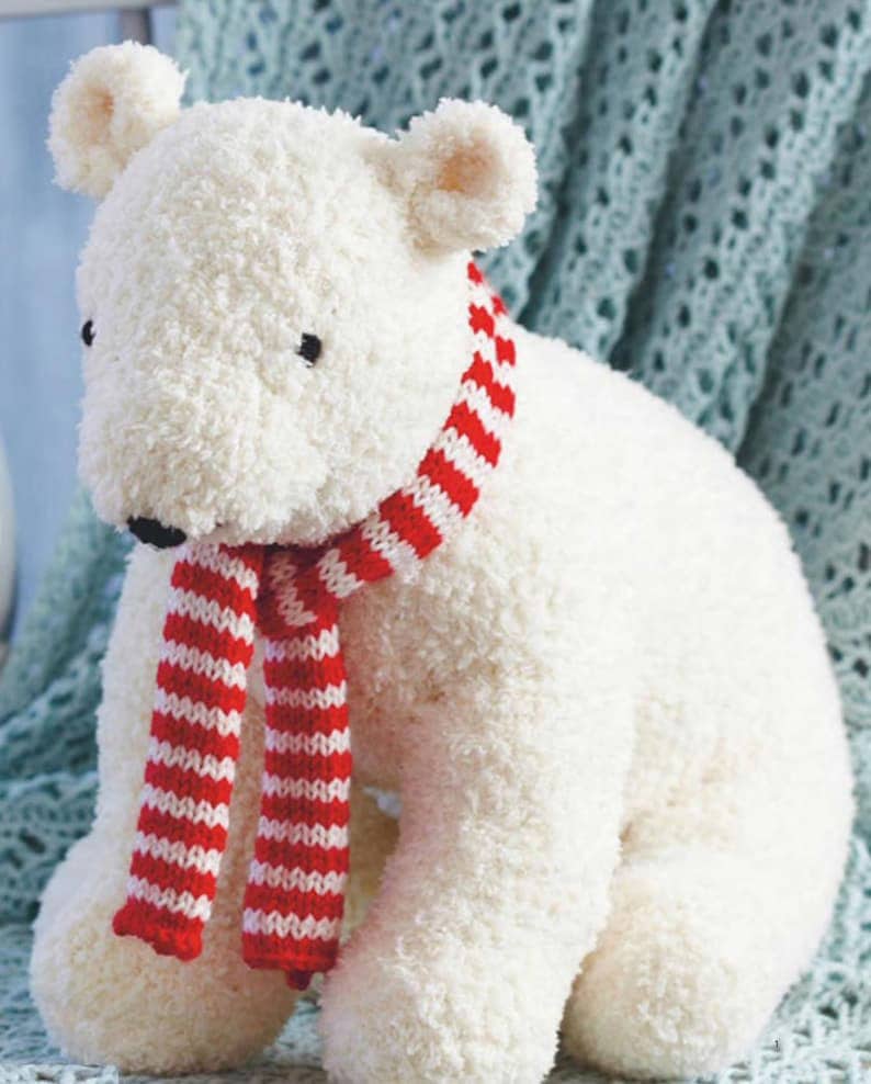 Christmas Polar Bear with scarf- Knitting pattern-26 cm when  Knitting pattern DK 8ply Light worsted Download PDF