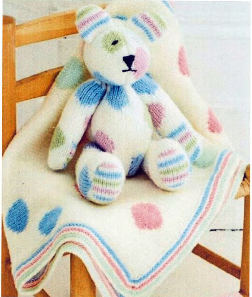 Spotty the Bear Teddy Toy & Blanket to Knit in DK 8 Ply Light worsted wool Bear 13