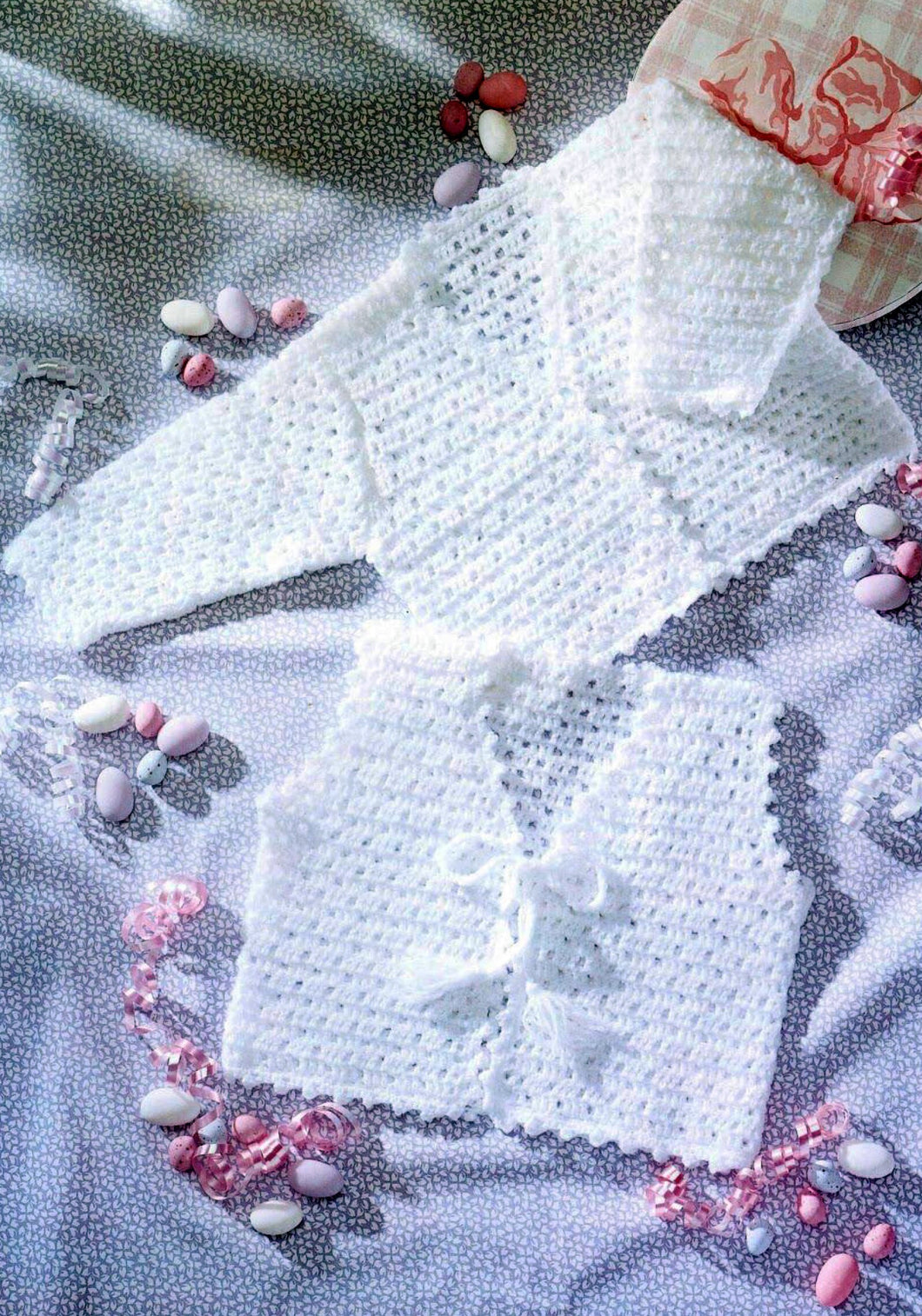 Baby Crochet  Round Neck Lace Cardigan & Waistcoat  4Ply  Fingering wool- 16 - 20