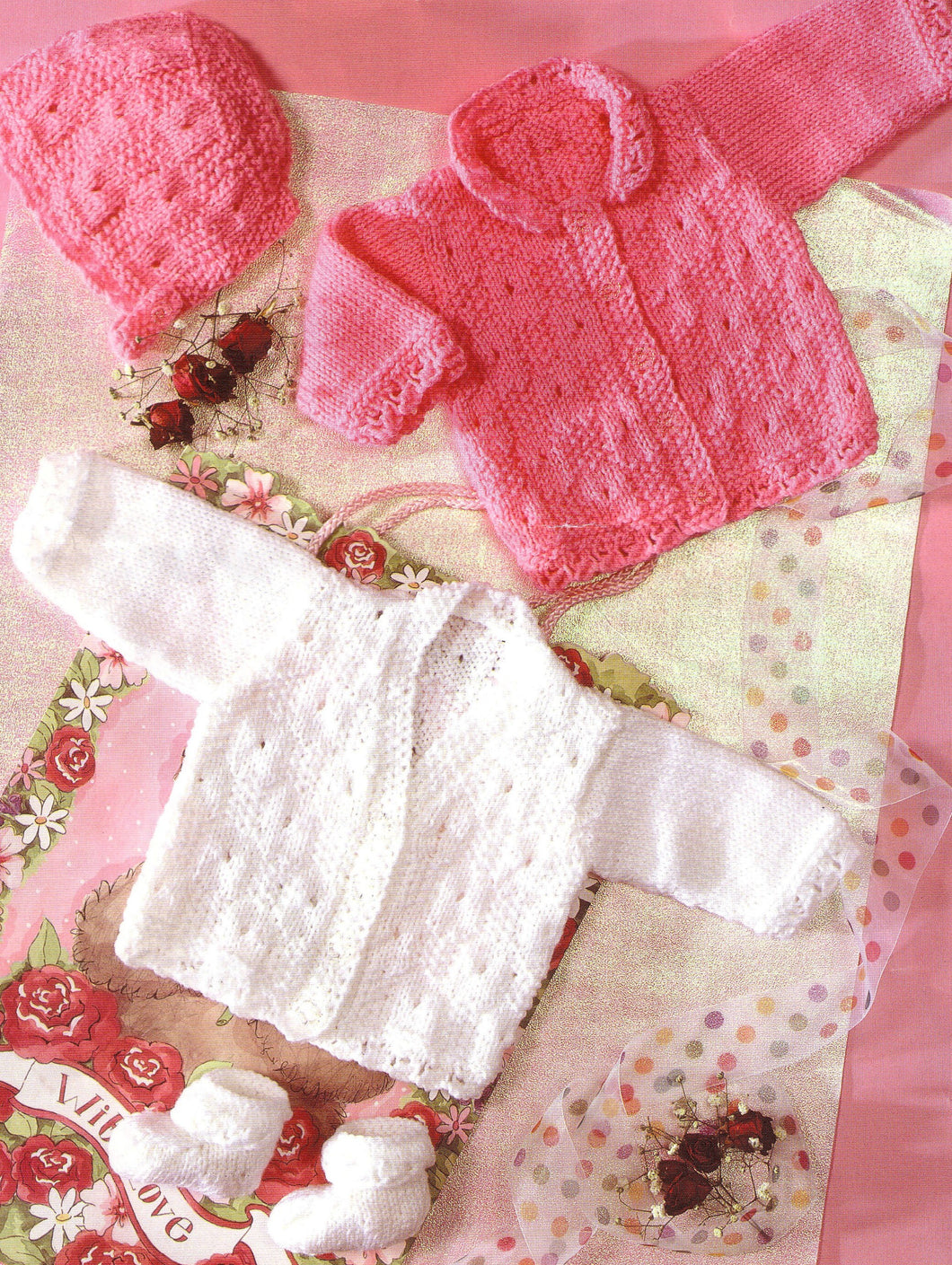 Girls Lacy Cardigan Scalloped Hem Round Neck Collar Socks & Hat 14