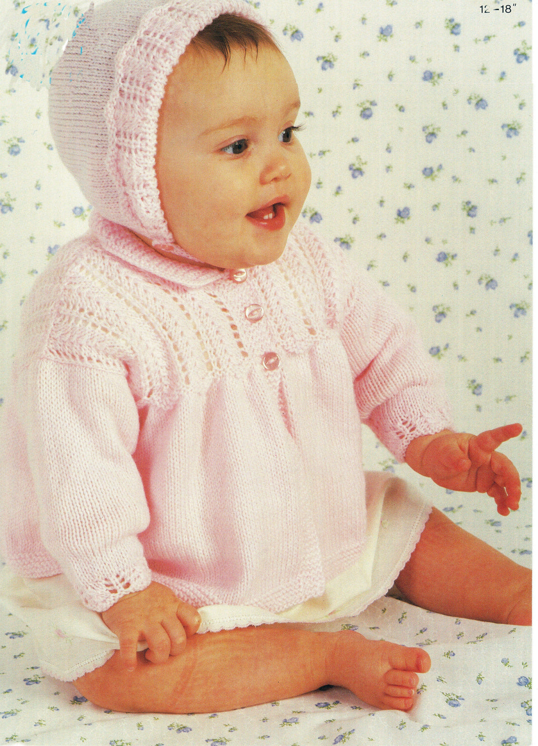 Baby Round neck Lace Yoke - Sleeves Matinee Jacket & Hat - Premature 12