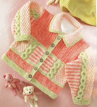 Baby Textured Cardigan with collar  Boys Girls Toddler DK ( 8PLY ) Yarn Fits 16" - 24"  (0-5 years)  Knitting pattern  Download PDF
