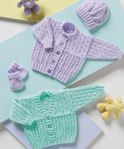 Baby Girls Boys Cardigans Round Neck V Neck Eyelet lacy & Hat Mitts Premature 12