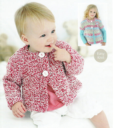 Child's Long - short sleeved Jackets- Cardigans Very Easy quick Knit~Chunky- Bulky  yarn 16-26