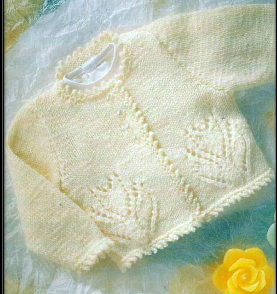 Girls Tulip Flower Cardigan, Round neck lace picot edge border - 16- 22