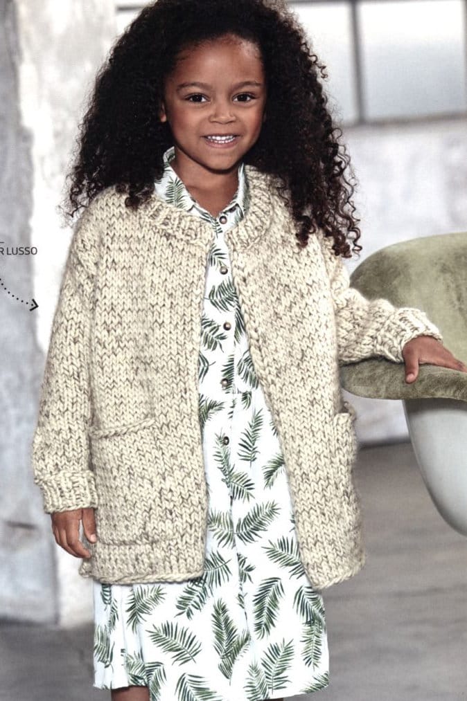 Girls-Very easy, Super Chunky Jacket with Pockets 116-146 cm chest- Super bulky super chunky wool easy quick knit-PDF KNITTING Pattern-