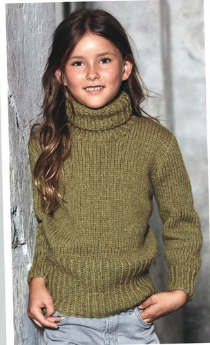 Childrens Boys Girls Chunky Polo neck sweater - Jumper Knitting pattern- Chunky Bulky 12 ply wool- fits chest 104cm -146 cm- Download PDF