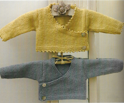Baby Boy Girl Wrap over Cardigan Jacket Kimono style picot edging 0 - 12 months  (14