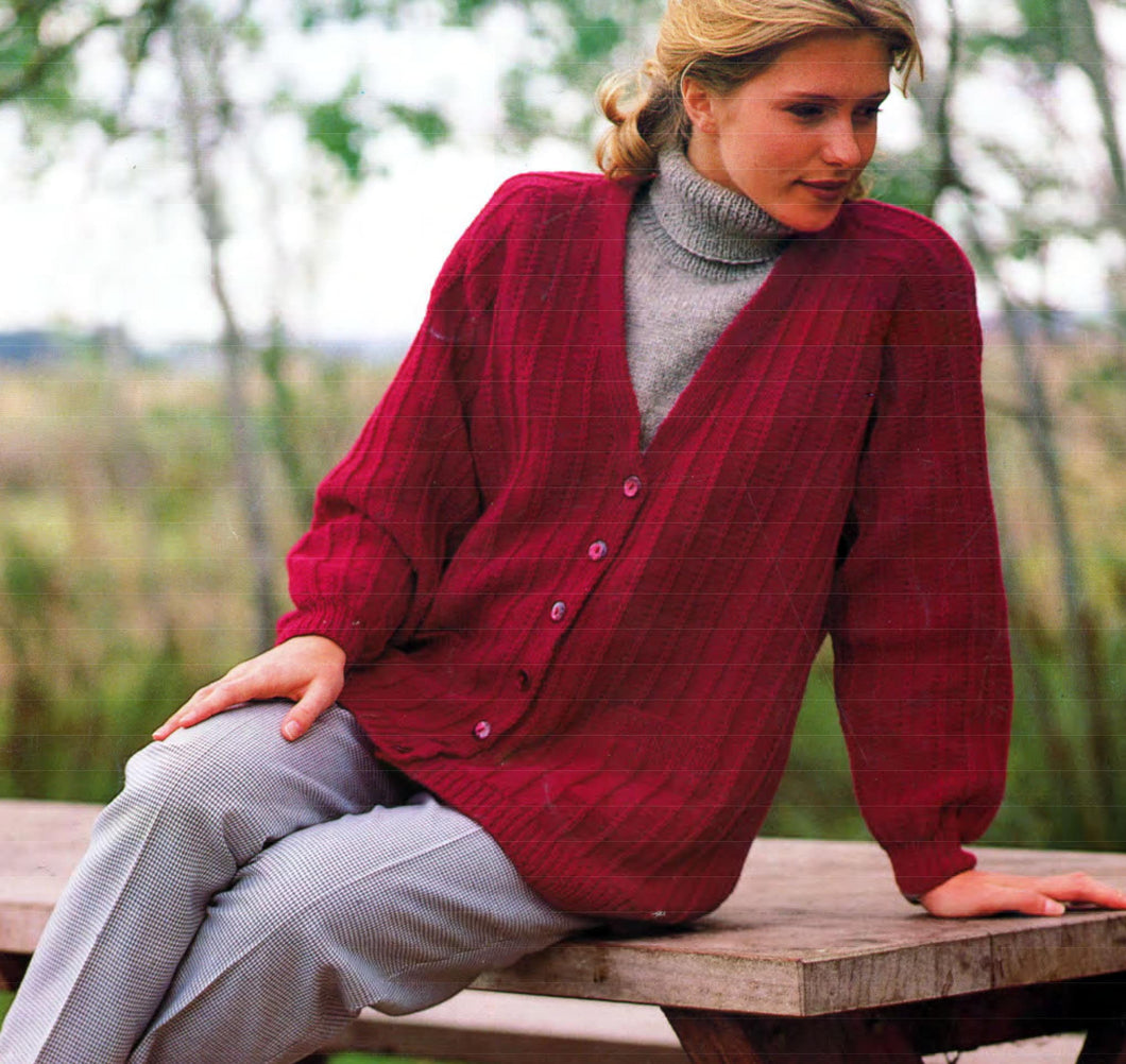 Womans Ladies V Neck Rib Cardigan Jacket Longline Loose Fit 30-44