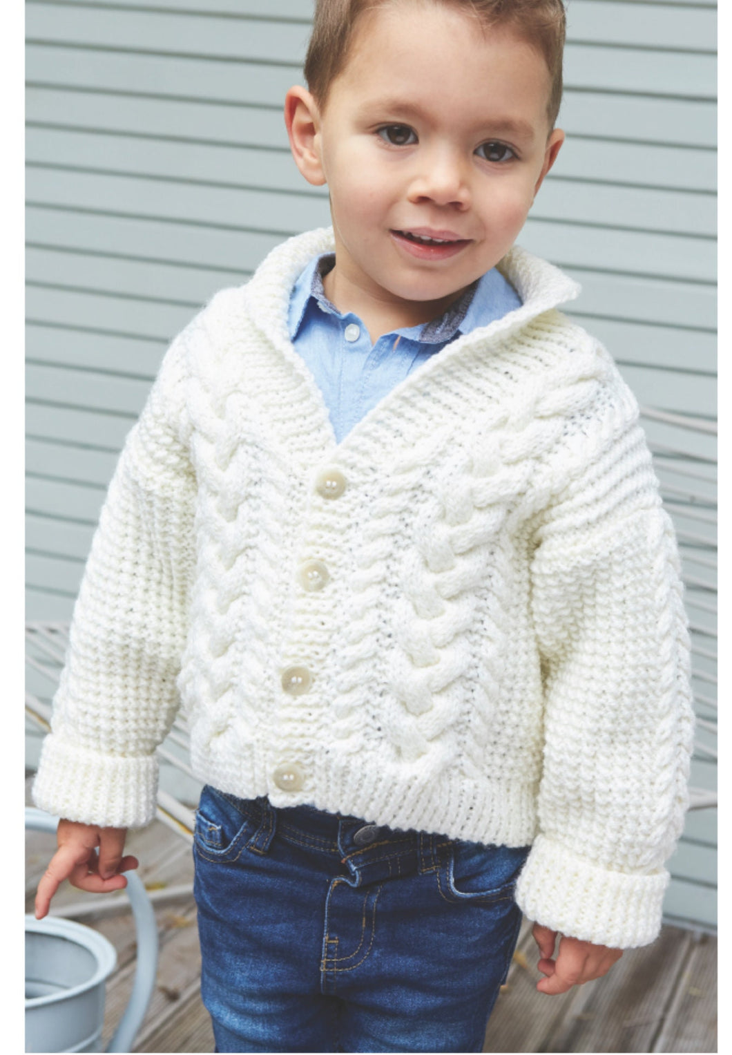 Baby Childs Aran  Cable Cardigan V neck easy knit with collar  64 ~ 72 Cm chest  Aran 10 ply Worsted wool  Knitting Pattern PDF Download