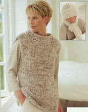 Easy Womens Round Neck Sleeveless Sweater Polo Neck top Chunky sweater Hat & Scarf 30"-40" Super Chunky 14 Ply Knitting Pattern PDF download