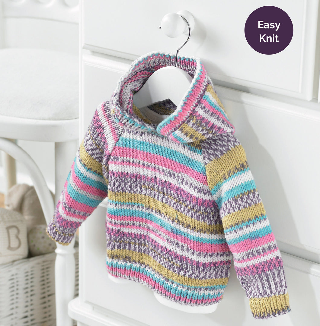 Child's Easy Raglan sleeved Hooded Jacket Boy- Girl- Knitting Pattern -DK 8 Ply Light worsted wool Instant Download-16-22