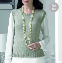 Very Easy Beginner Woman's Scoop Neck Slipover Sweater Vest-Top Jumper Pullover 32"-44" DK 8 Ply Light Worsted Knitting Pattern PDF Download
