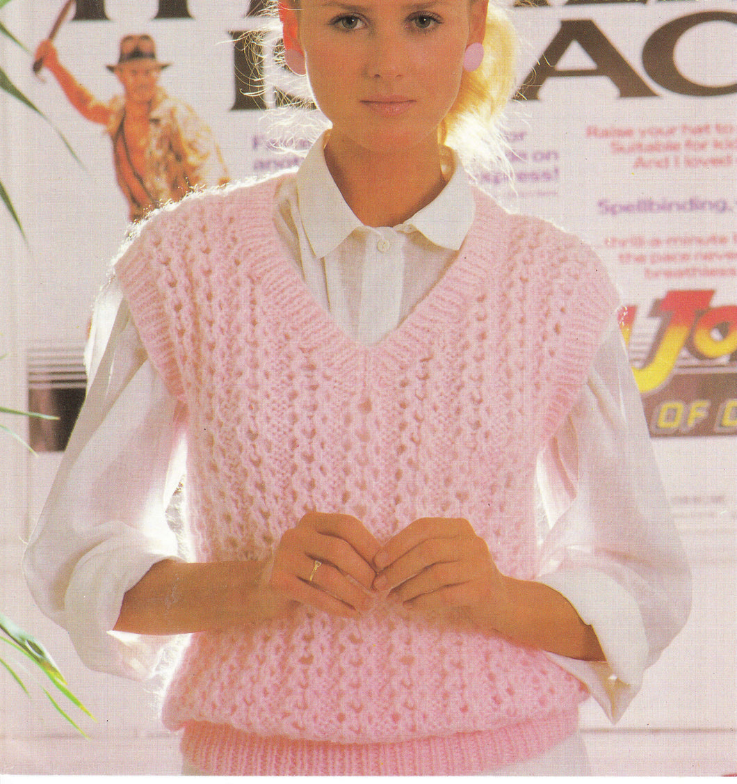 Woman's V Neck Top -Cap Sleeves Jumper Slipover  Sweater Vest 28