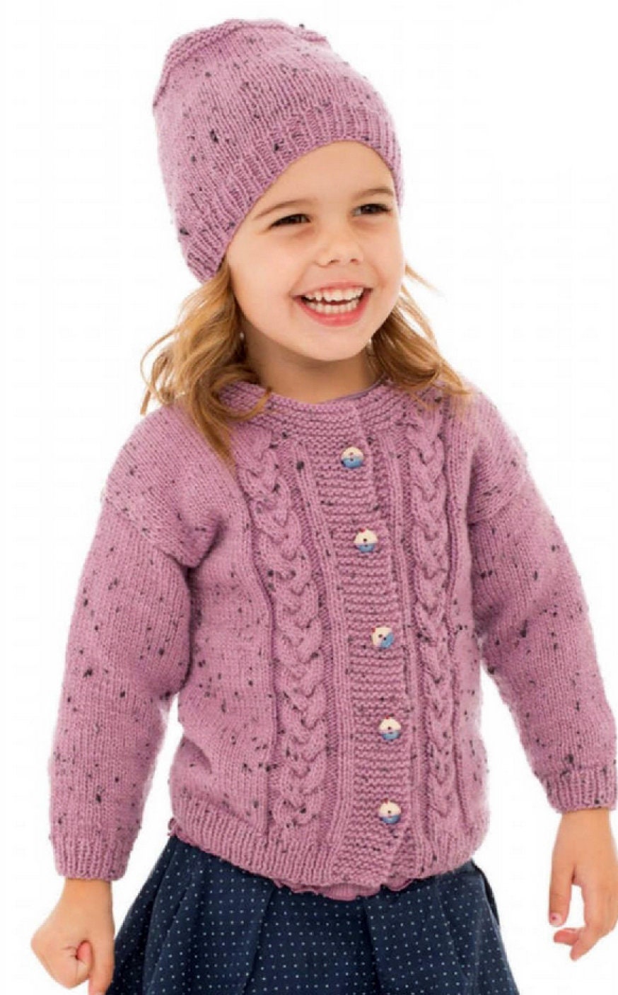 Child's Easy Cable Cardigan-&  Beanie Hat  Boy- Girl- Knitting Pattern -DK 8ply (Light Worsted weight) Instant Download-6 months-4 years