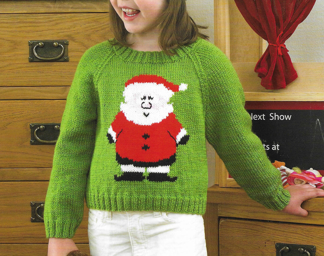 Child's Santa & Snowman sweaters Christmas Jumper Boy- Girl- Knitting Pattern -DK 8ply (Light Worsted weight) Download PDF fits 20 -30 chest