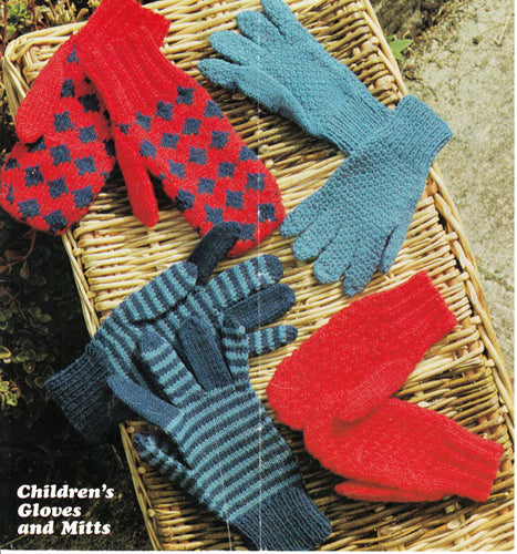 Childrens Gloves and Mittens in DK-8PLy or 4ply Fingering wool- Knitted on 2 needles Boys Girls Knitting pattern download PDF