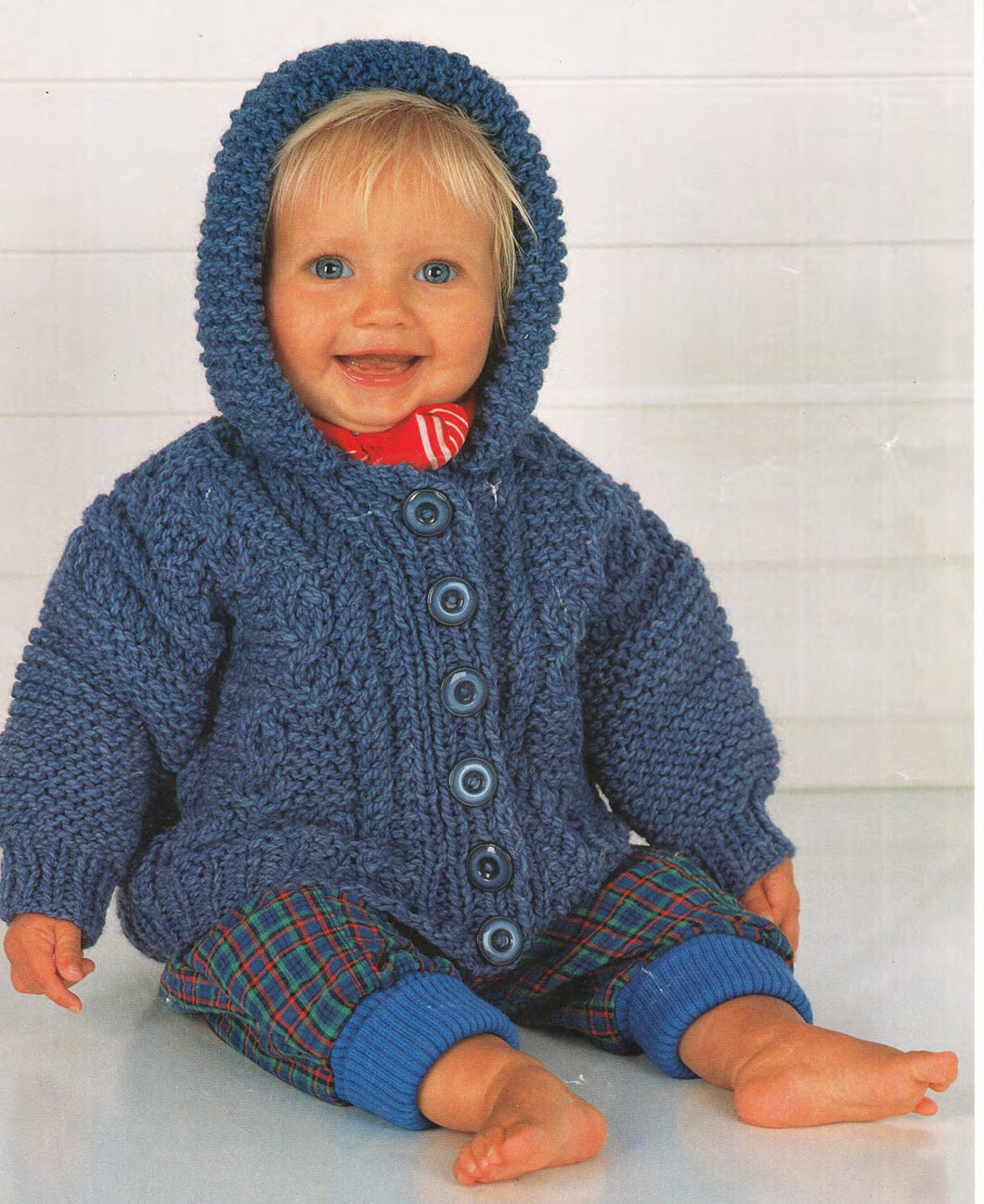Childs Chunky Jacket with Hood- Chunky Bulky wool- chest 18-24