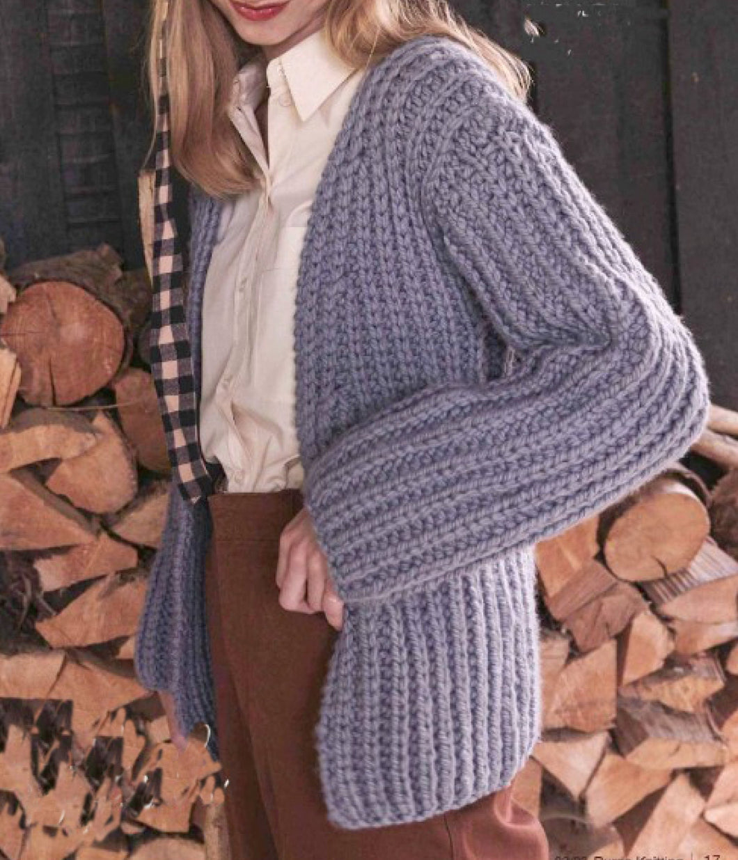 Womans  Super Chunky Rib Cardigan Easy Beginners Knitting pattern- chest 34 - 48