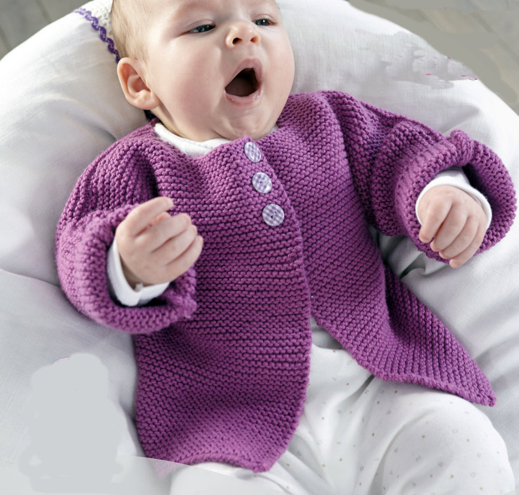 Easy Beginner Baby Child's Jacket Cardigan Garter Stitch 20