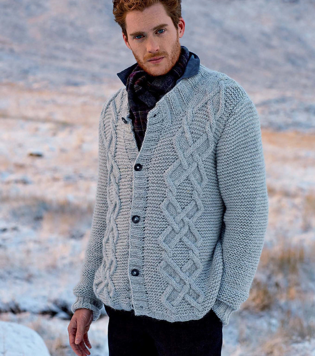 Man's Cable Chunky Cardigan PDF- Knitting Pattern- Chunky wool- fits chest XS-2XL- Instant Download Chest 108-140 CM Larger sizes