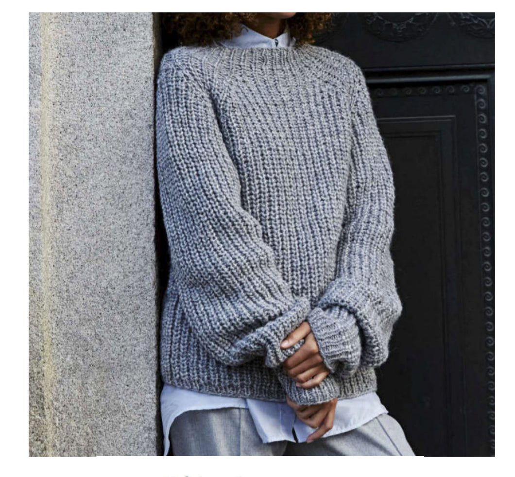 Womans Easy Ribbed Sweater In Chunky Bulky Yarn Beginners Raglan Pullover Knitting Pattern Download PDF