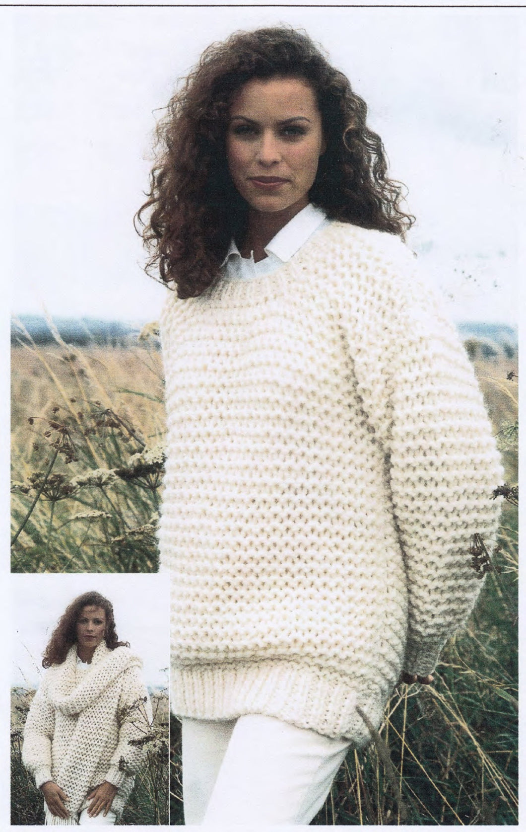 PDF Knitting Pattern Ladies Open stitch sloppy Jo sweater and scarf in Super Chunky wool- 28-42 chest