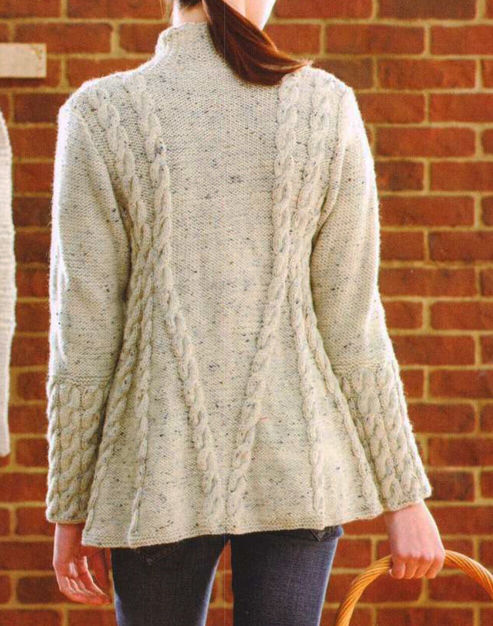 Womans Ladies Aran A Line Cable Swing Jacket 34