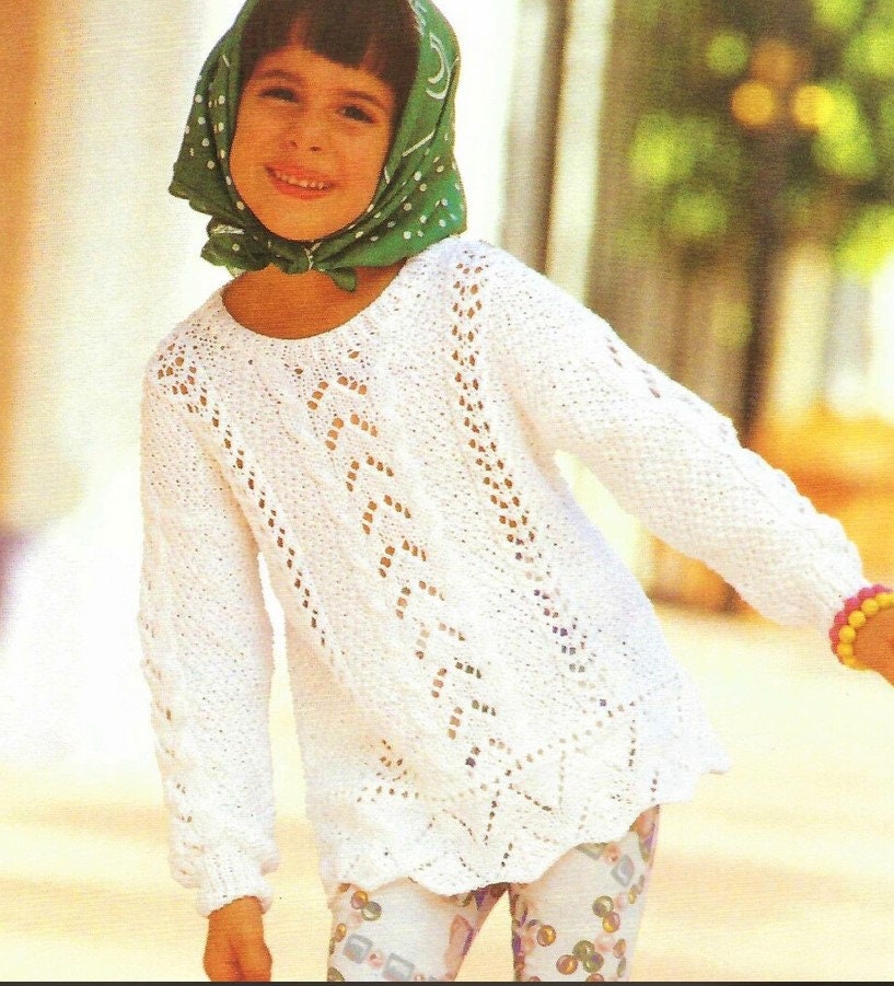 Girls Scoop Neck Lacy Panel Sweater Tunic Jumper 22-32