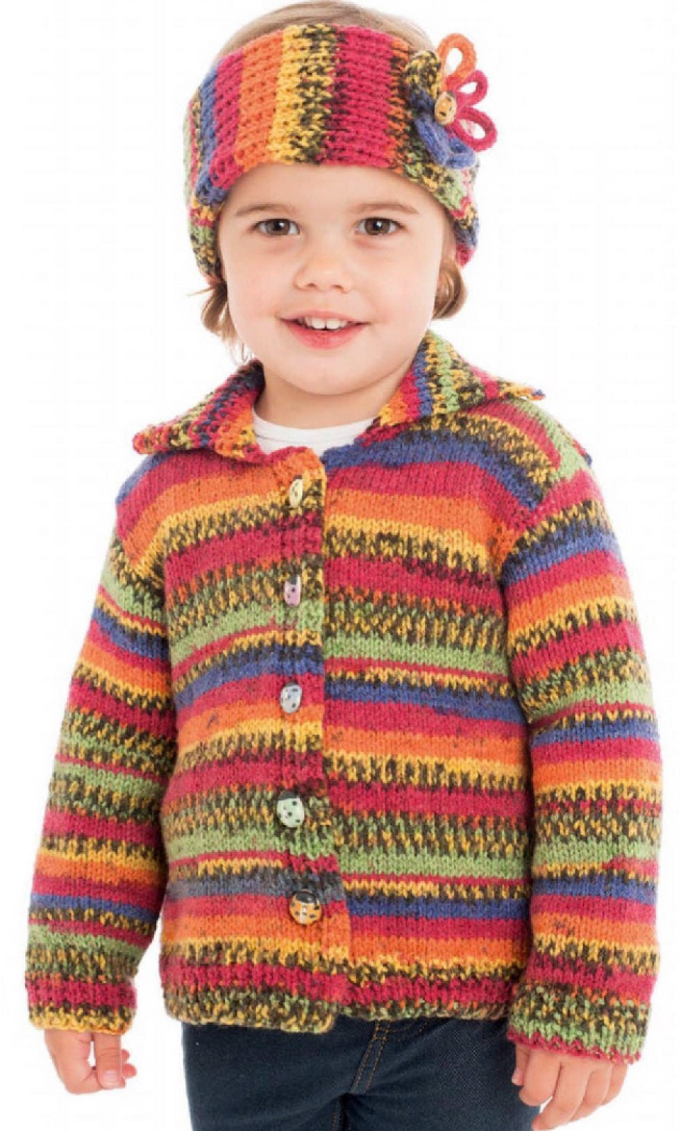 Easy Childs Jacket with Collar & Headband in Aran 10 Ply worsted  Wool DOWNLOAD pdf KNITTING Pattern fits 6months - 3 years