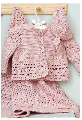 Baby Crochet Cardigan - Jacket  Hat Blanket & baby blanket Crochet Pattern dk 8ply wool- Download PDF Birth-18 months-