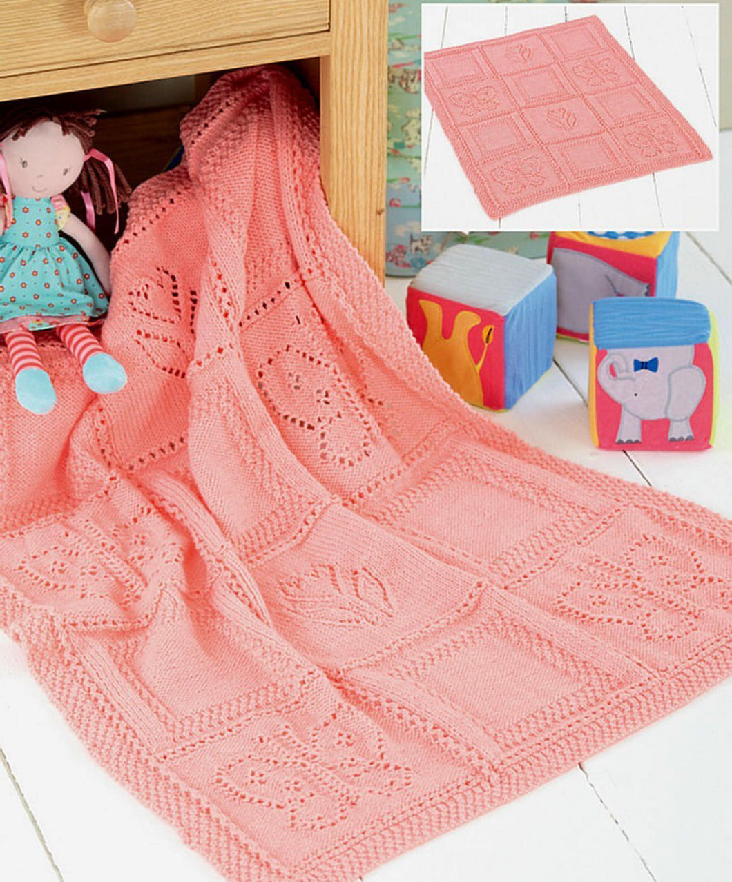Baby butterfly and flowers blanket in DK- measures 70x84 cm 8 PLY lIght worsted. Knitting pattern download PDF