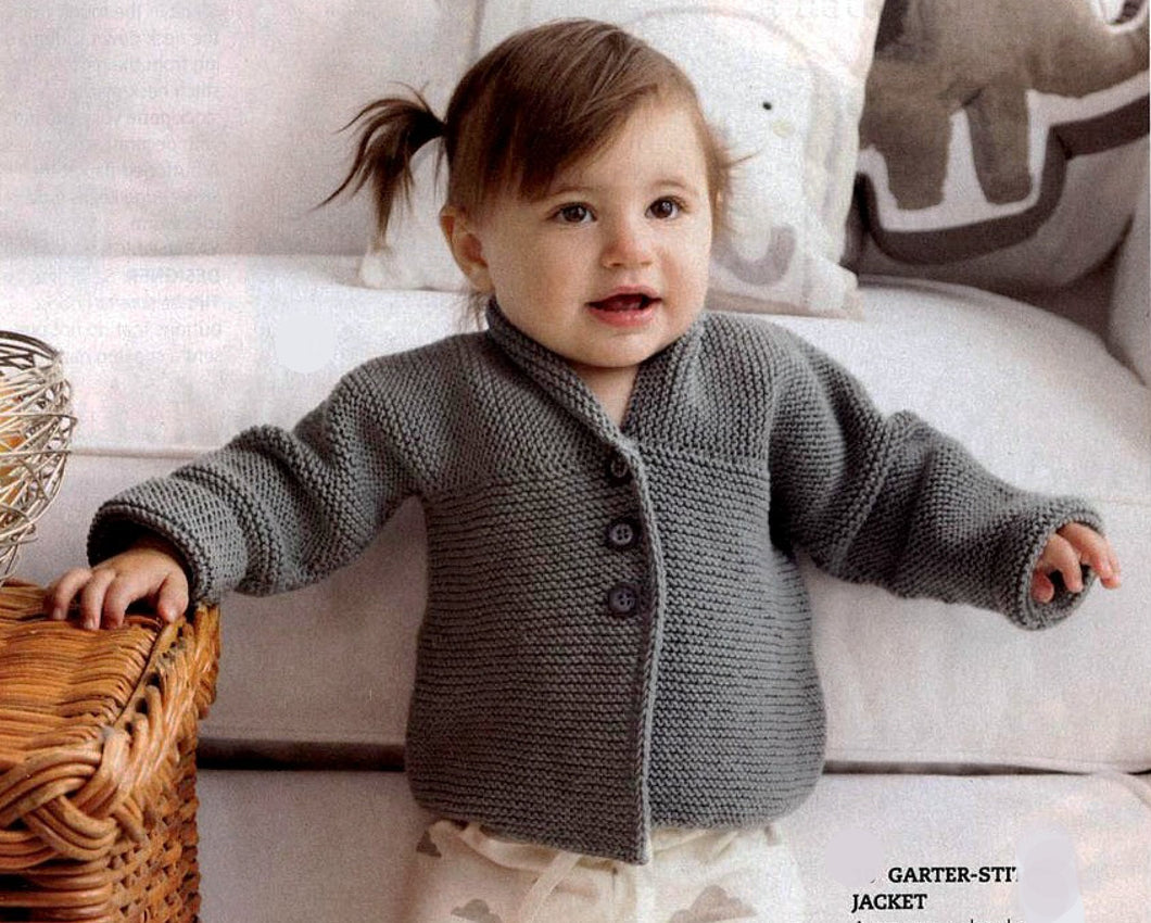 Easy Garter Stitch Baby jacket-pattern -DK (8ply)- Easy Knit- Instant download- Birth- 24 months PDF Knitting Pattern