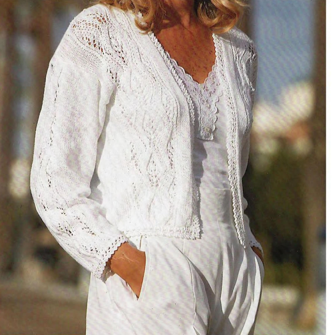 Womens Lacy Cardigan Summer Top Leaf Motif 30 - 42