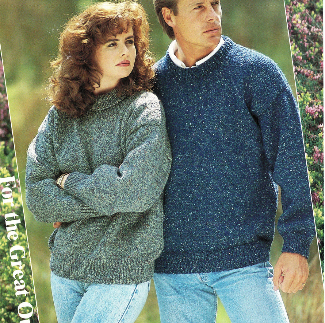 Easy Knit Sweaters Man- Womans 2 neckline syles - Aran 10 ply wool-32