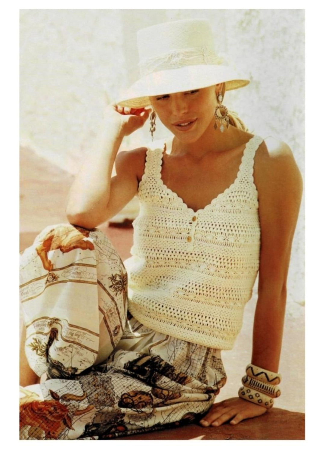 Womans Vintage 1960's Crochet  Summer Top- Vest- - Crochet Pattern PDF Instant Download. sizes 34/36, 38/40, 42/44, 46/48 100% cotton yarn