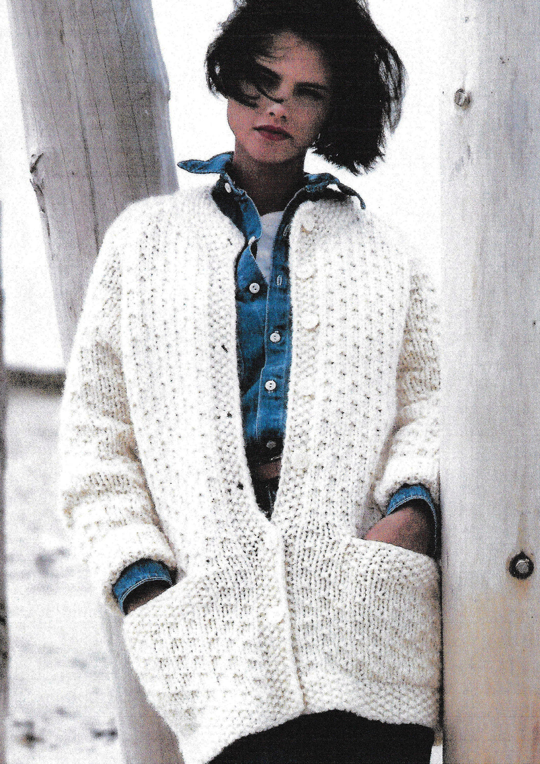 Womans Chunky Textured jacket with pockets to knit in Chunky/Bulky wool- fits 32-40 chest Knitting Pattern Download PDF