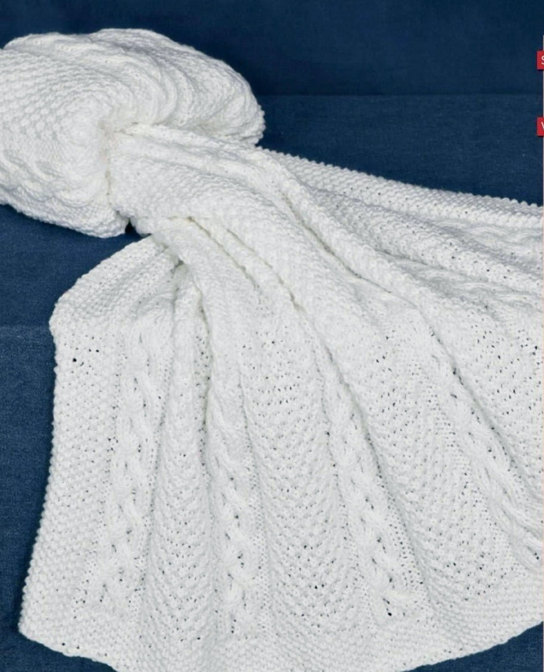 Baby Blanket ~ Moss stitch & Cable pattern~ Row by Row  Knitting pattern  in DK - 8ply Light worsted wool-Download PDF -69 x 100 cm complete