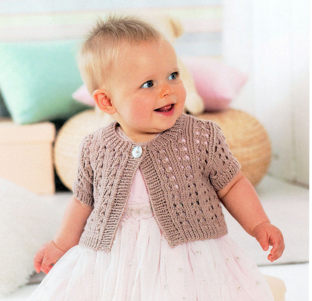 Lacy long sleeved cardigan & Sleeveless Summer cardigan in DK- 8 ply wool- fits chest 16 ~ 26