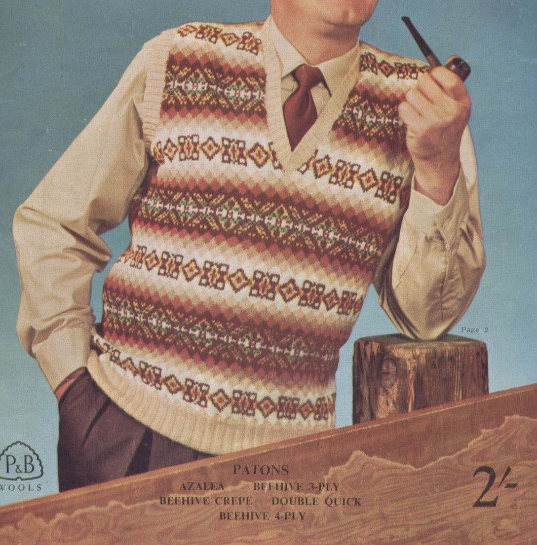 Mans Slipovers- sweaters, shakleton jumper and much more- Pattern book 20 pages various wools - Vintage knitting Pattern  Download  PDF