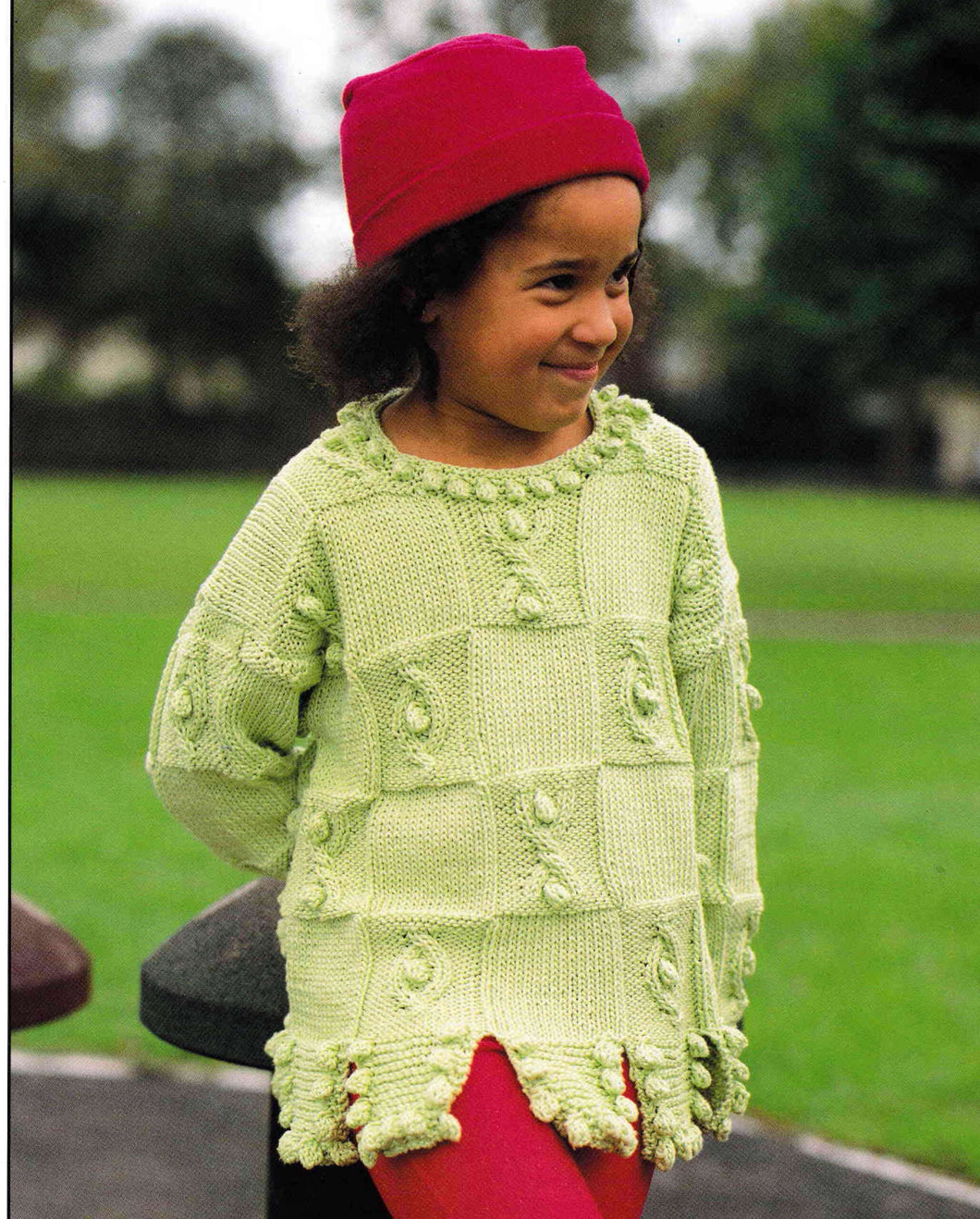 Girls Cable- Bobble Split Hem Longline Sweater - Bobble neckline- Aran 10 Ply wool- 20